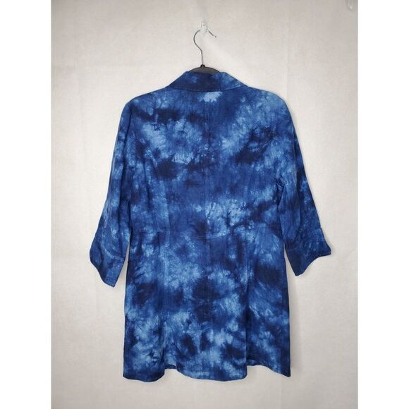 Soft Surroundings Eza 100% Linen Tie Dye Tunic Length Blazer Jacket - Picture 7 of 8